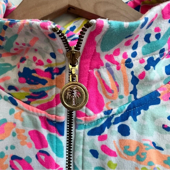 Lilly Pulitzer Small Skipper Popover  Tiki Pink Sunken Treasure Pullover 1/2 Zip - Picture 9 of 15